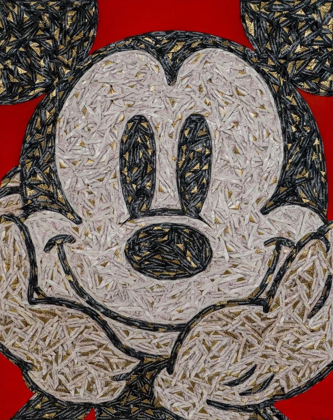 Mickey — bustine di tè Twinings, 100×90 cm. Riletta dell'icona Disney.